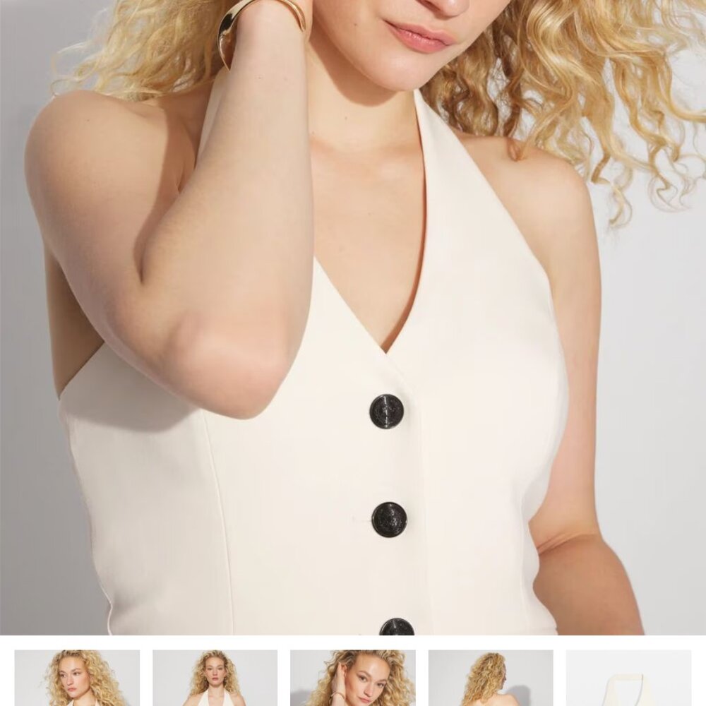 NWT WHITE HOUSE BLACK MARKET pocket vest halter top 6 2 4 - Picture 3 of 3